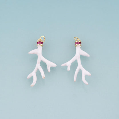 18K Gold Filled Enamel Coral Branch Pendant,Ocean Beach Charm Bracelet Necklace for DIY Jewelry Making Supply