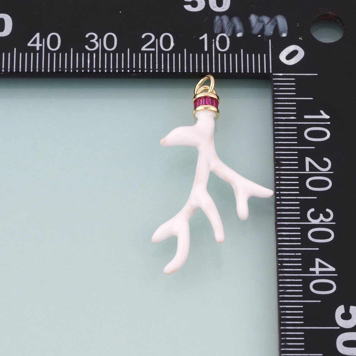18K Gold Filled Enamel Coral Branch Pendant,Ocean Beach Charm Bracelet Necklace for DIY Jewelry Making Supply