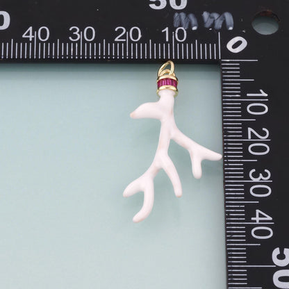 18K Gold Filled Enamel Coral Branch Pendant,Ocean Beach Charm Bracelet Necklace for DIY Jewelry Making Supply
