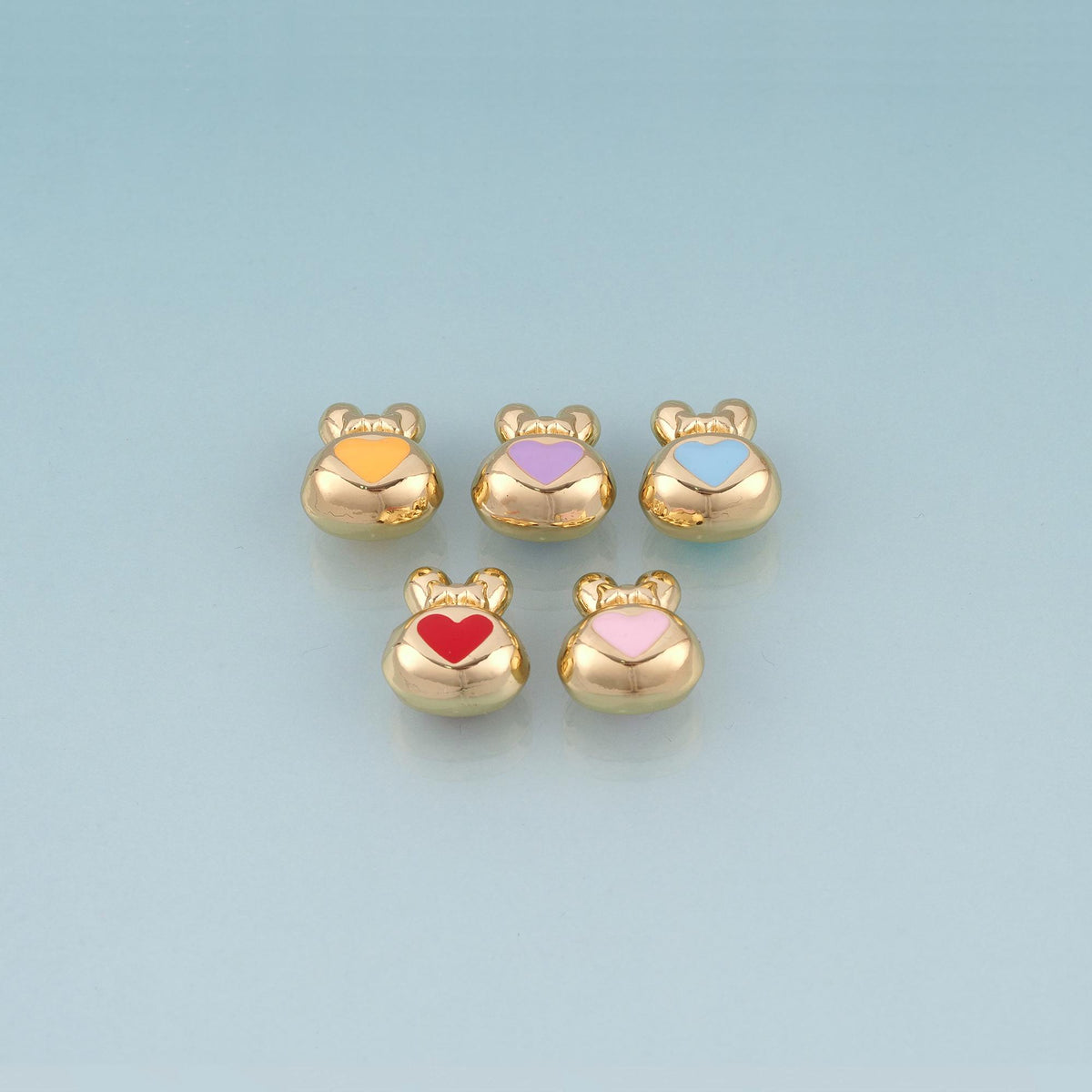 18K Gold Filled Enamel Rabbit Bead,Cute Spacer Bead Bracelet Necklace for DIY Jewelry Making Supply