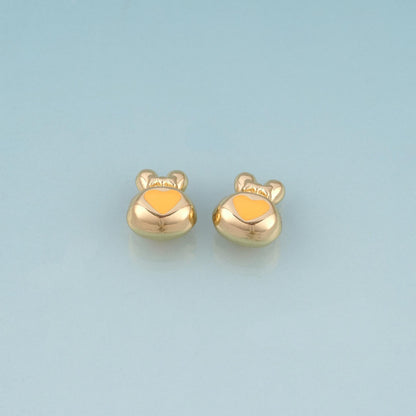 18K Gold Filled Enamel Rabbit Bead,Cute Spacer Bead Bracelet Necklace for DIY Jewelry Making Supply