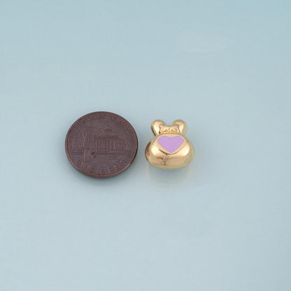 18K Gold Filled Enamel Rabbit Bead,Cute Spacer Bead Bracelet Necklace for DIY Jewelry Making Supply