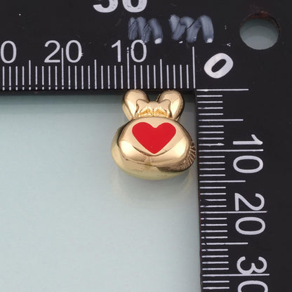18K Gold Filled Enamel Rabbit Bead,Cute Spacer Bead Bracelet Necklace for DIY Jewelry Making Supply