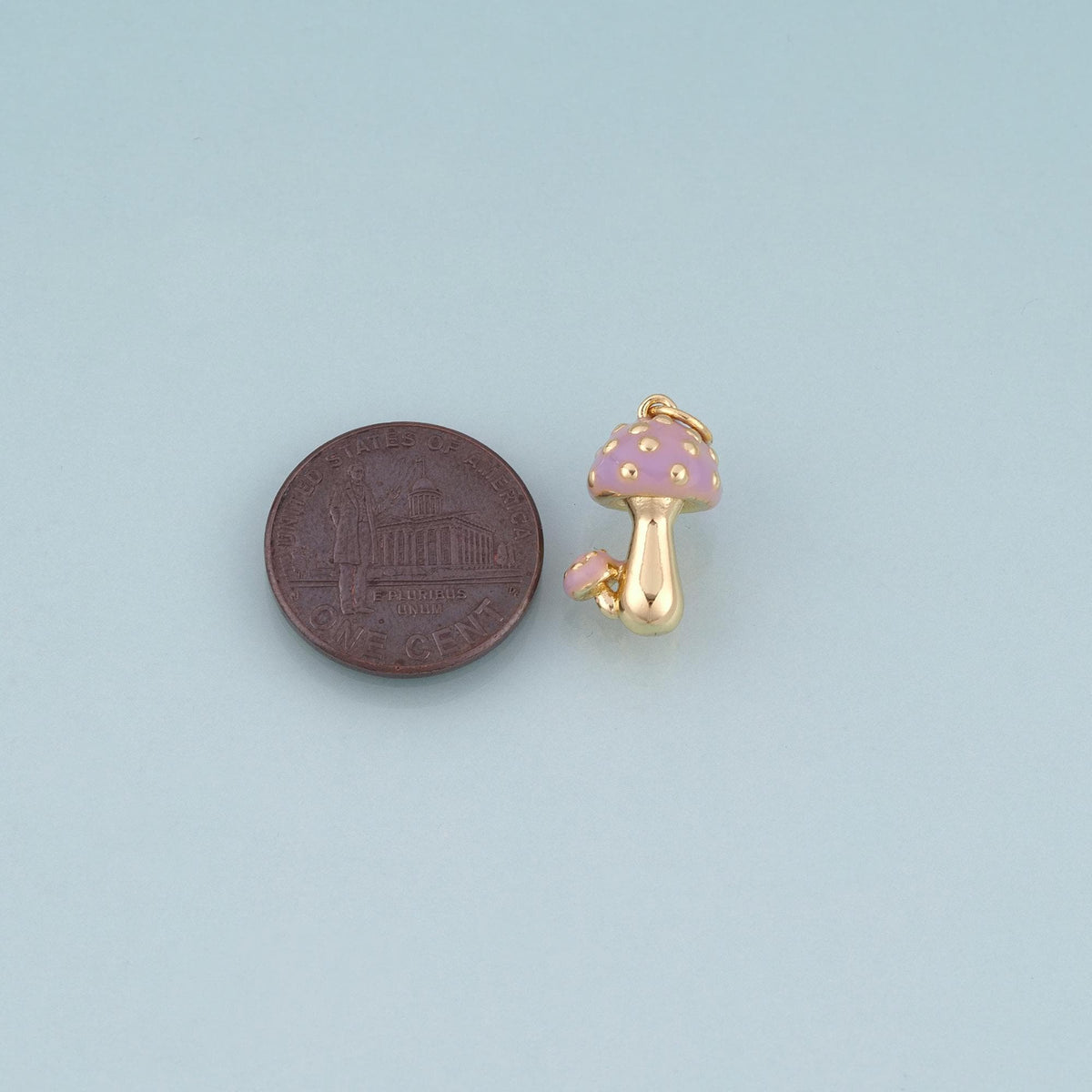 18K Gold Filled Enamel Mushroom Pendant,Cute Charm Bracelet Necklace for DIY Jewelry Making Supply