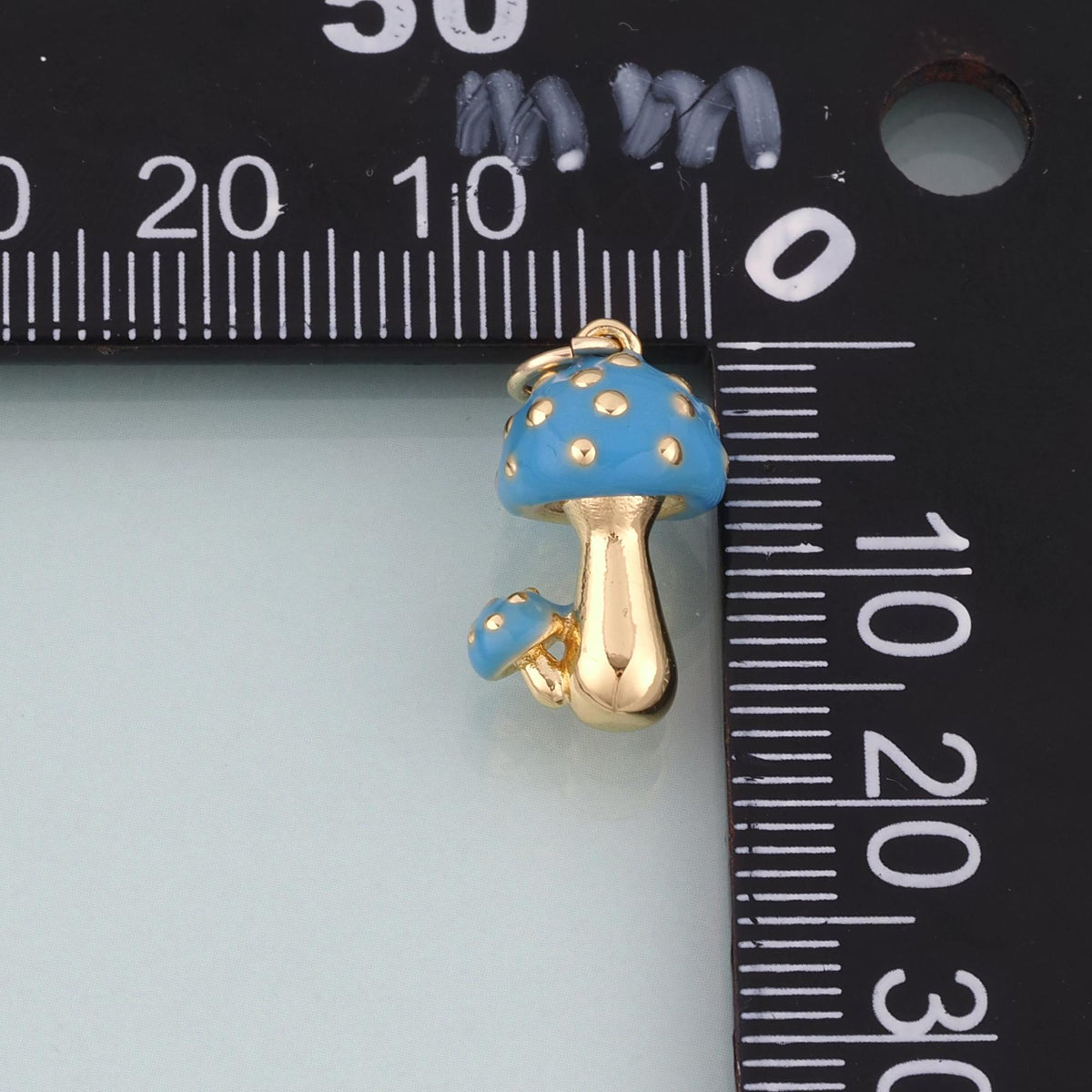 18K Gold Filled Enamel Mushroom Pendant,Cute Charm Bracelet Necklace for DIY Jewelry Making Supply