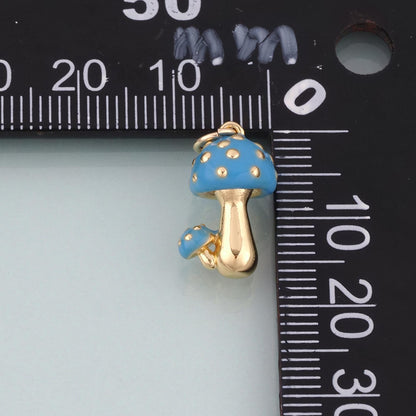 18K Gold Filled Enamel Mushroom Pendant,Cute Charm Bracelet Necklace for DIY Jewelry Making Supply