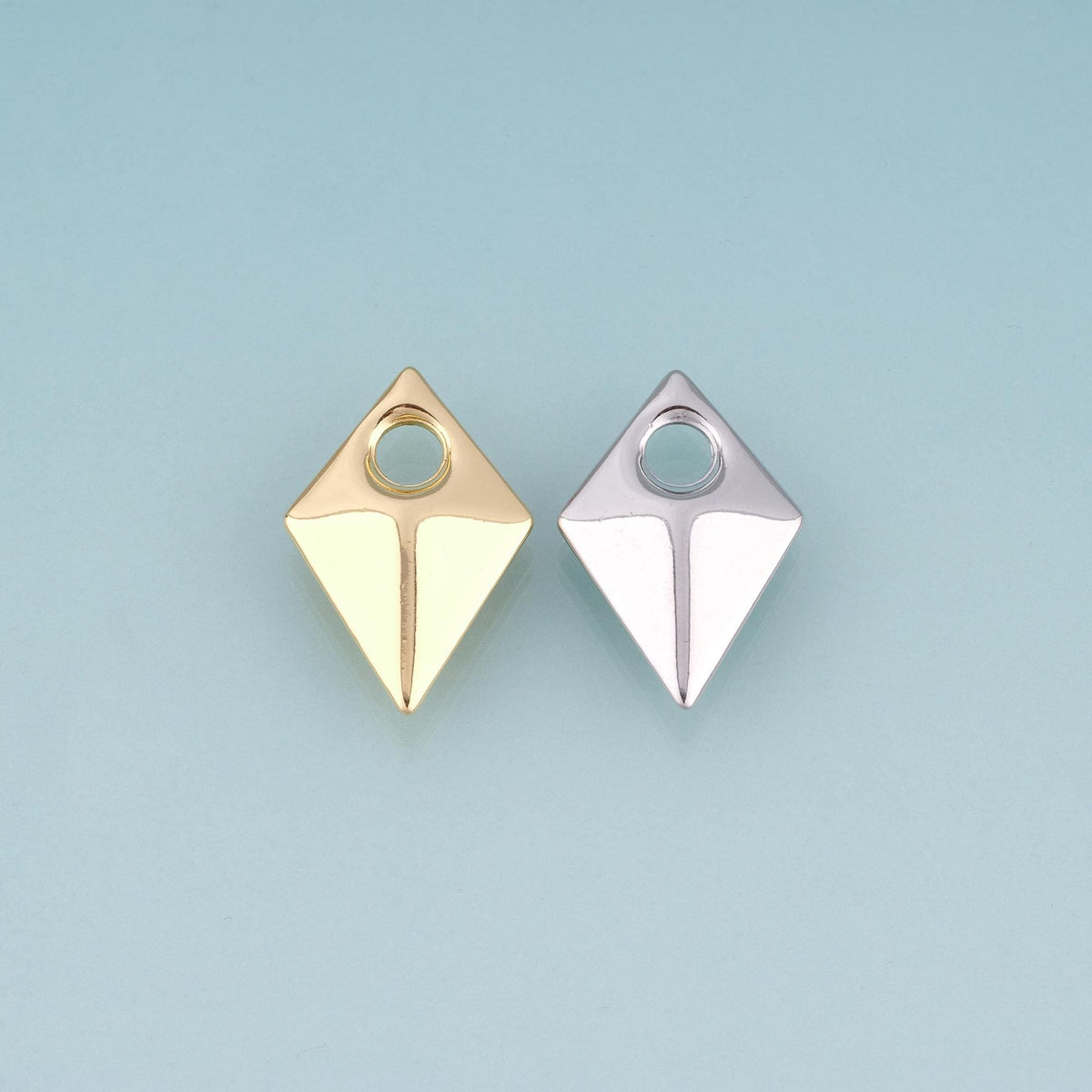 18K Gold Filled Rhombus Pendant,Minimalist Charm Bracelet Necklace for DIY Jewelry Making Supply