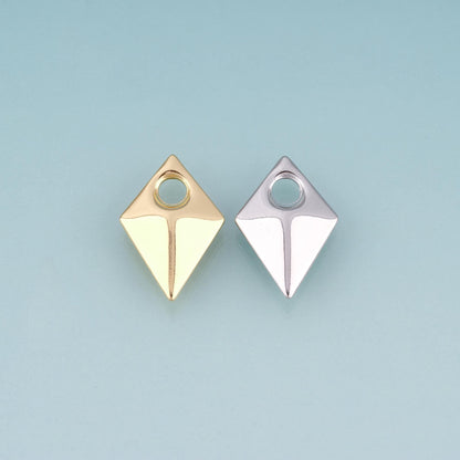 18K Gold Filled Rhombus Pendant,Minimalist Charm Bracelet Necklace for DIY Jewelry Making Supply