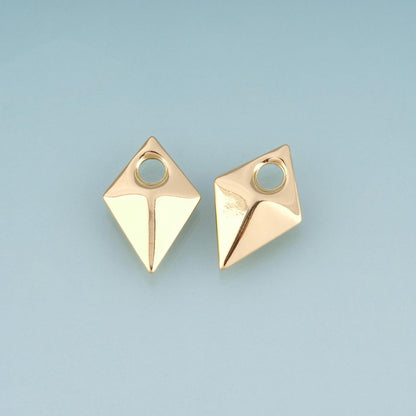 18K Gold Filled Rhombus Pendant,Minimalist Charm Bracelet Necklace for DIY Jewelry Making Supply