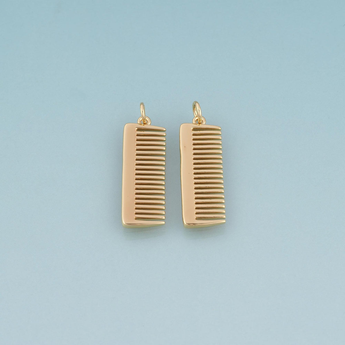 18K Gold Filled Comb Pendant,Barber Set Charm Bracelet Necklace for DIY Jewelry Making Supply