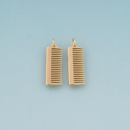 18K Gold Filled Comb Pendant,Barber Set Charm Bracelet Necklace for DIY Jewelry Making Supply