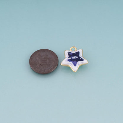 18K Gold Filled Ceramics Star Pendant,Enamel Illustration Charm Bracelet Necklace for DIY Jewelry Making Supply
