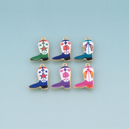 18K Gold Filled Ceramics Boots Pendant,Enamel Illustration Charm Bracelet Necklace for DIY Jewelry Making Supply