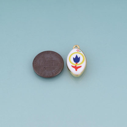 18K Gold Filled Ceramics Olive Pendant,Enamel Illustration Charm Bracelet Necklace for DIY Jewelry Making Supply