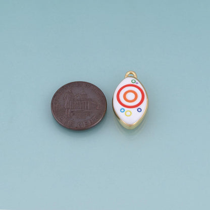18K Gold Filled Ceramics Olive Pendant,Enamel Illustration Charm Bracelet Necklace for DIY Jewelry Making Supply