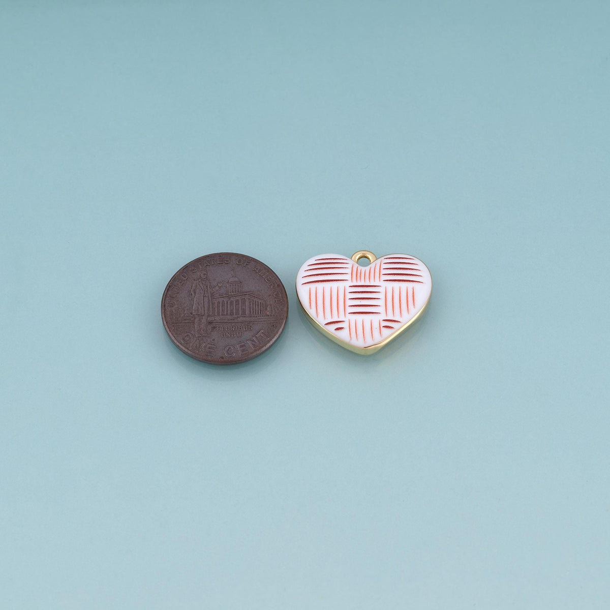 18K Gold Filled Ceramics Heart Pendant,Enamel Illustration Charm Bracelet Necklace for DIY Jewelry Making Supply