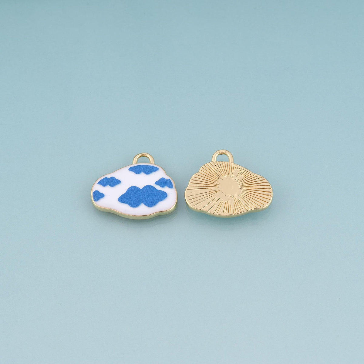 18K Gold Filled Ceramics Cloud Pendant,Enamel Illustration Charm Bracelet Necklace for DIY Jewelry Making Supply