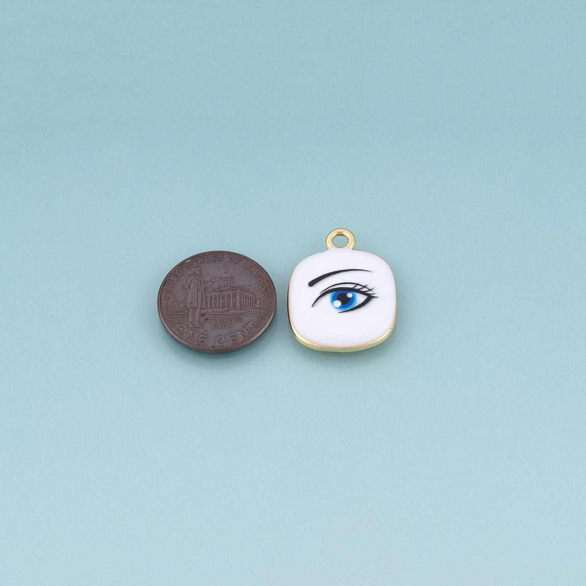18K Gold Filled Enamel Square Charm Pendant for Jewelry Making