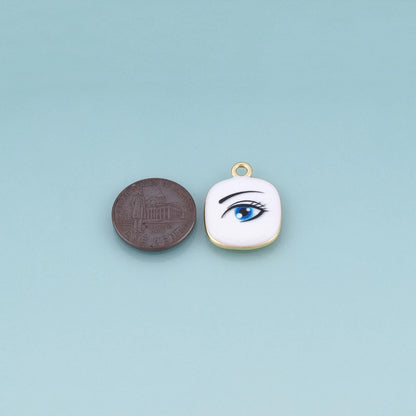 18K Gold Filled Enamel Square Charm Pendant for Jewelry Making