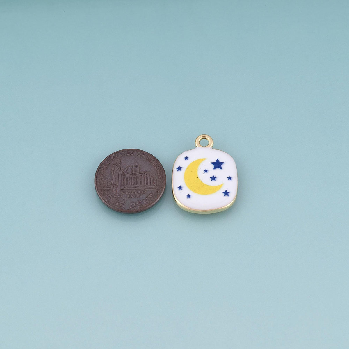 18K Gold Filled Enamel Square Charm Pendant for Jewelry Making