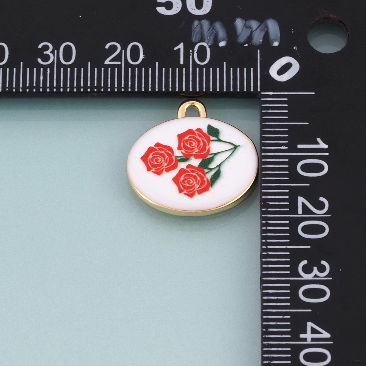 18K Gold Filled Ceramics Oval Pendant,Enamel Illustration Charm Bracelet Necklace for DIY Jewelry Making Supply