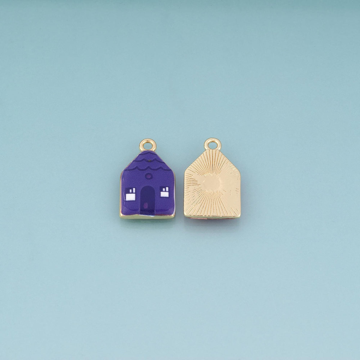 18K Gold Filled Ceramics Small House Pendant,Enamel Cartoon Illustration Charm Bracelet Necklace for DIY Jewelry Making Suppl