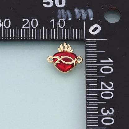 18K Gold Filled Enamel Sacred Heart of Thorns Connector,Retro Religion Charm Connector Bracelet Necklace for DIY Jewelry Maki