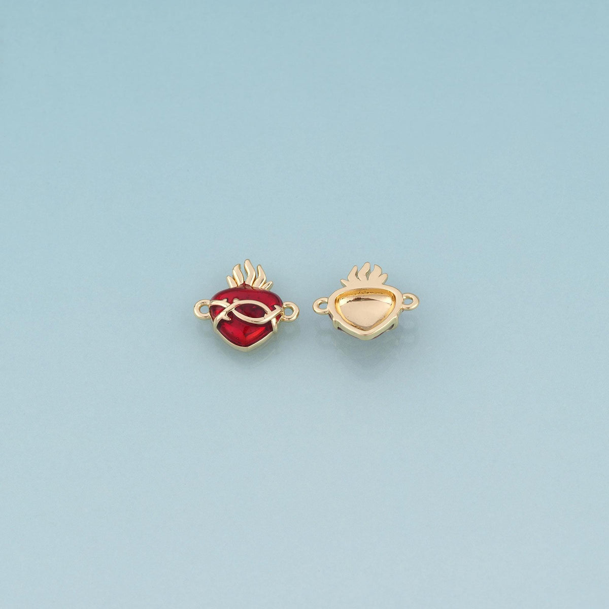 18K Gold Filled Enamel Sacred Heart of Thorns Connector,Retro Religion Charm Connector Bracelet Necklace for DIY Jewelry Maki
