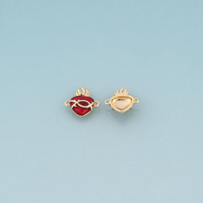 18K Gold Filled Enamel Sacred Heart of Thorns Connector,Retro Religion Charm Connector Bracelet Necklace for DIY Jewelry Maki