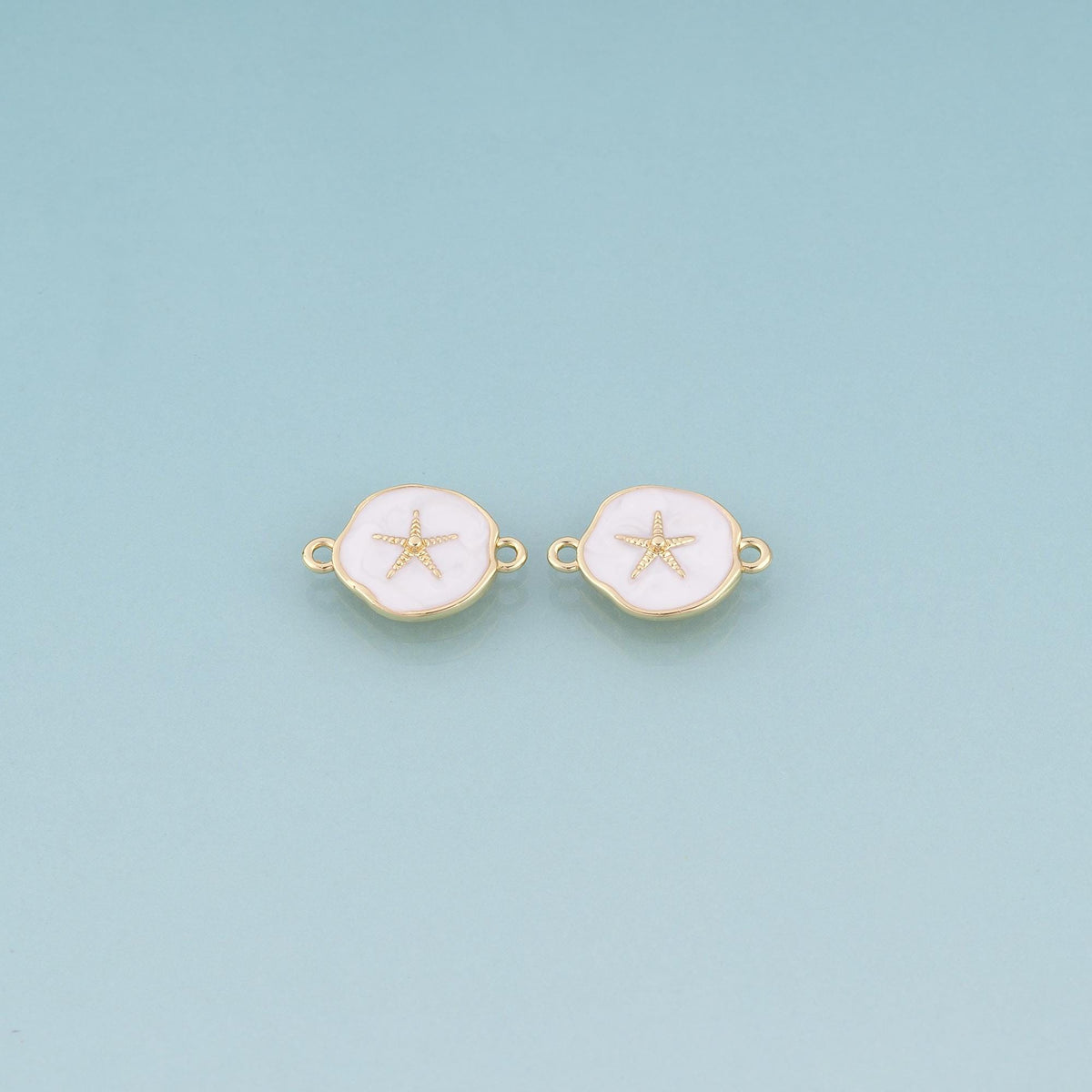18K Gold Filled Enamel Starfish Connector,Ocean Charm Connector Bracelet Necklace for DIY Jewelry Making Supply