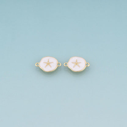 18K Gold Filled Enamel Starfish Connector,Ocean Charm Connector Bracelet Necklace for DIY Jewelry Making Supply