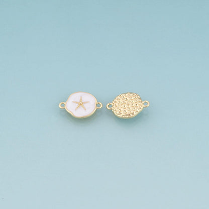18K Gold Filled Enamel Starfish Connector,Ocean Charm Connector Bracelet Necklace for DIY Jewelry Making Supply