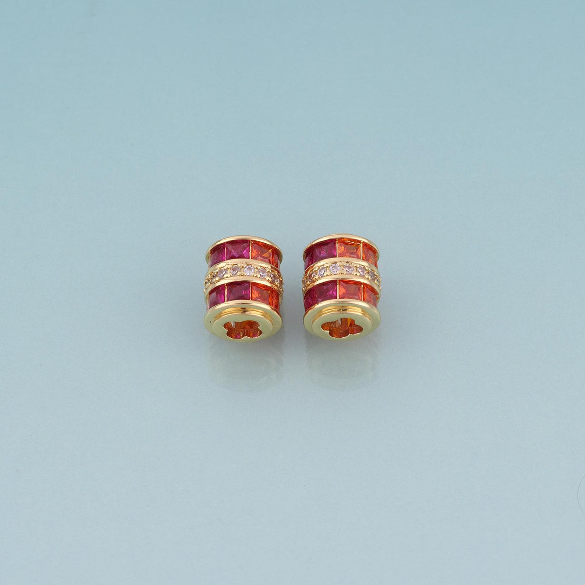 18K Gold Filled CZ Cylinder Bead, Light Luxury  Charm Spacer Bead Bracelet Necklace for DIY Jewelry Making Supply