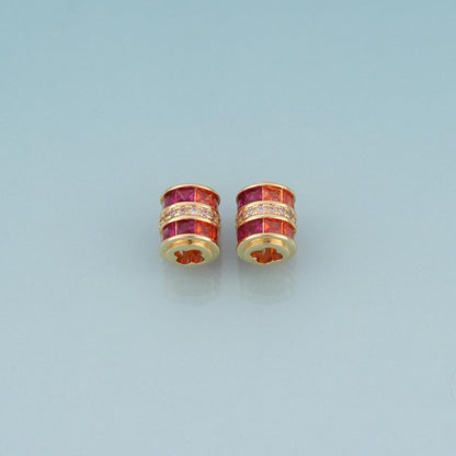 18K Gold Filled CZ Cylinder Bead, Light Luxury  Charm Spacer Bead Bracelet Necklace for DIY Jewelry Making Supply
