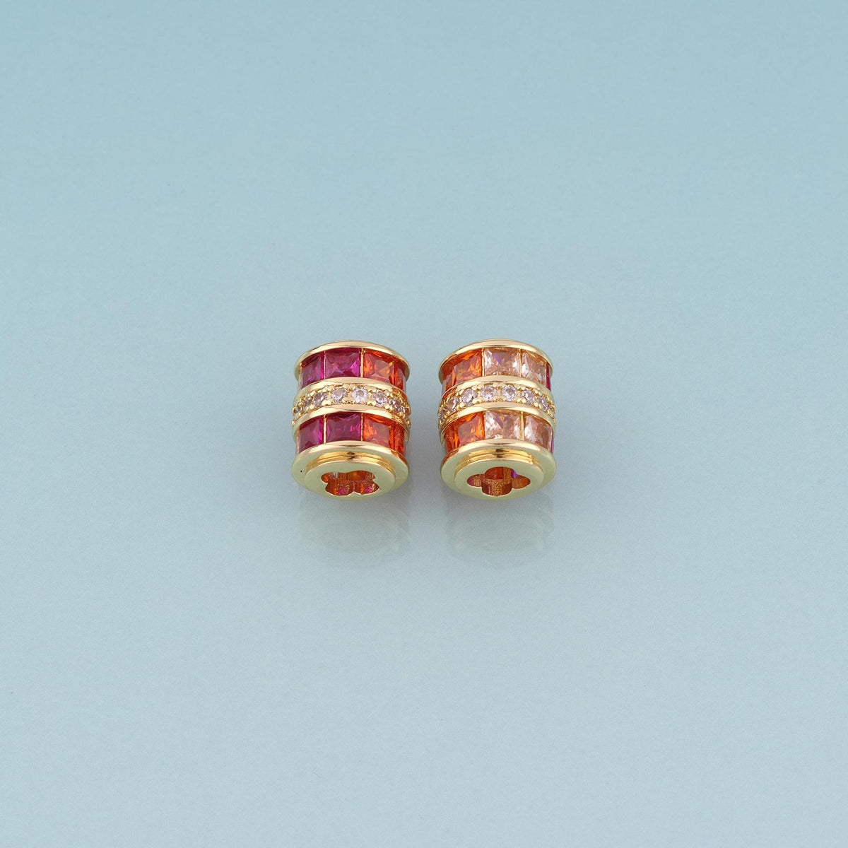 18K Gold Filled CZ Cylinder Bead, Light Luxury  Charm Spacer Bead Bracelet Necklace for DIY Jewelry Making Supply