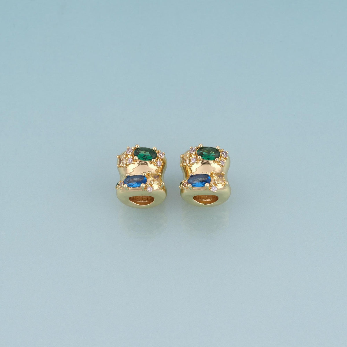 18K Gold Filled CZ Cylinder Bead,Exquisite Charm Spacer Bead Bracelet Necklace for DIY Jewelry Making Supply