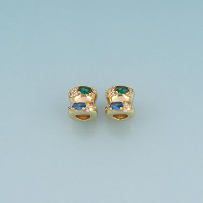 18K Gold Filled CZ Cylinder Bead,Exquisite Charm Spacer Bead Bracelet Necklace for DIY Jewelry Making Supply