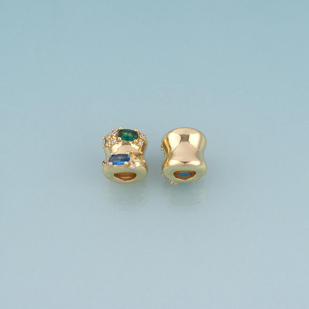 18K Gold Filled CZ Cylinder Bead,Exquisite Charm Spacer Bead Bracelet Necklace for DIY Jewelry Making Supply