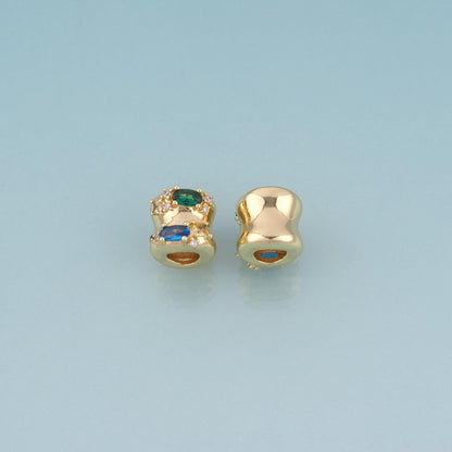 18K Gold Filled CZ Cylinder Bead,Exquisite Charm Spacer Bead Bracelet Necklace for DIY Jewelry Making Supply