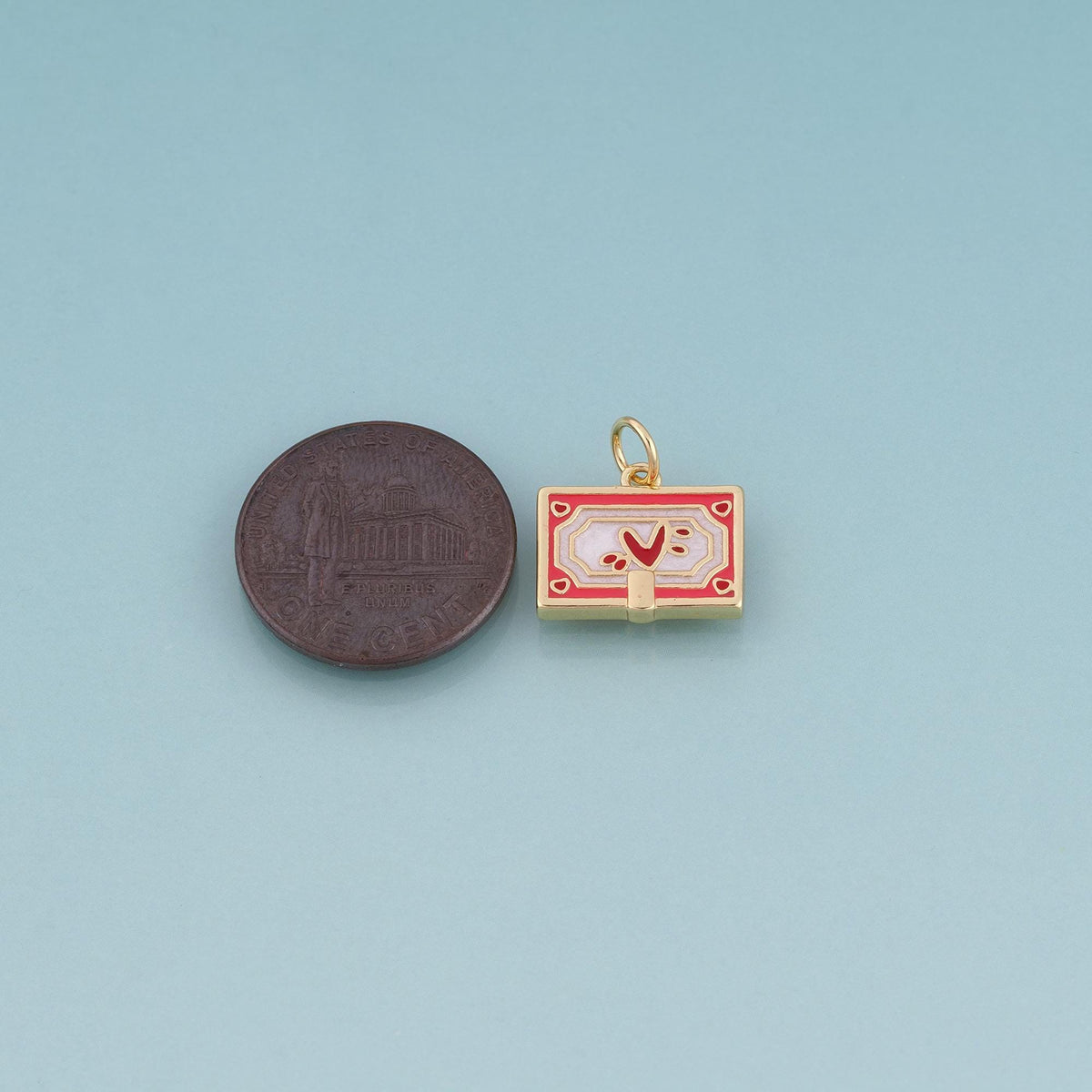 18K Gold Filled Enamel Love Envelope Pendant,Love Letter Theme Bracelet Necklace for DIY Jewelry Making Supply