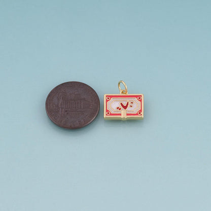18K Gold Filled Enamel Love Envelope Pendant,Love Letter Theme Bracelet Necklace for DIY Jewelry Making Supply