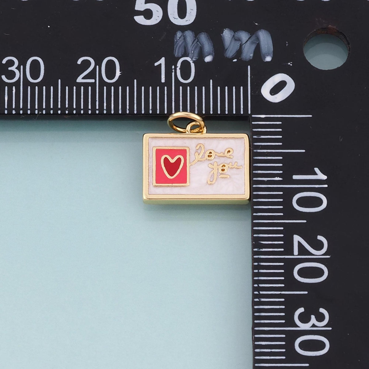 18K Gold Filled Enamel Love Stamp Envelope Pendant,Love Letter Theme Bracelet Necklace for DIY Jewelry Making Supply