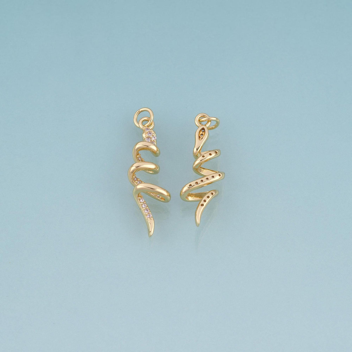 18K Gold Filled CZ Snake Pendant,Nature Animal Bracelet Necklace for DIY Jewelry Making Supply