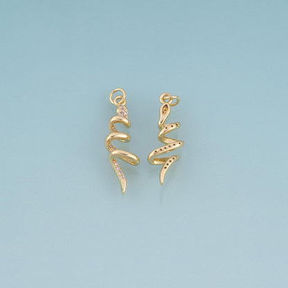 18K Gold Filled CZ Snake Pendant,Nature Animal Bracelet Necklace for DIY Jewelry Making Supply