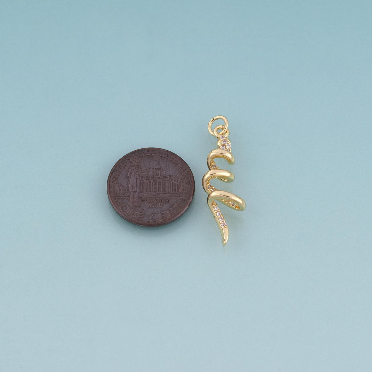 18K Gold Filled CZ Snake Pendant,Nature Animal Bracelet Necklace for DIY Jewelry Making Supply