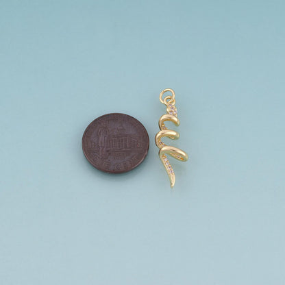 18K Gold Filled CZ Snake Pendant,Nature Animal Bracelet Necklace for DIY Jewelry Making Supply