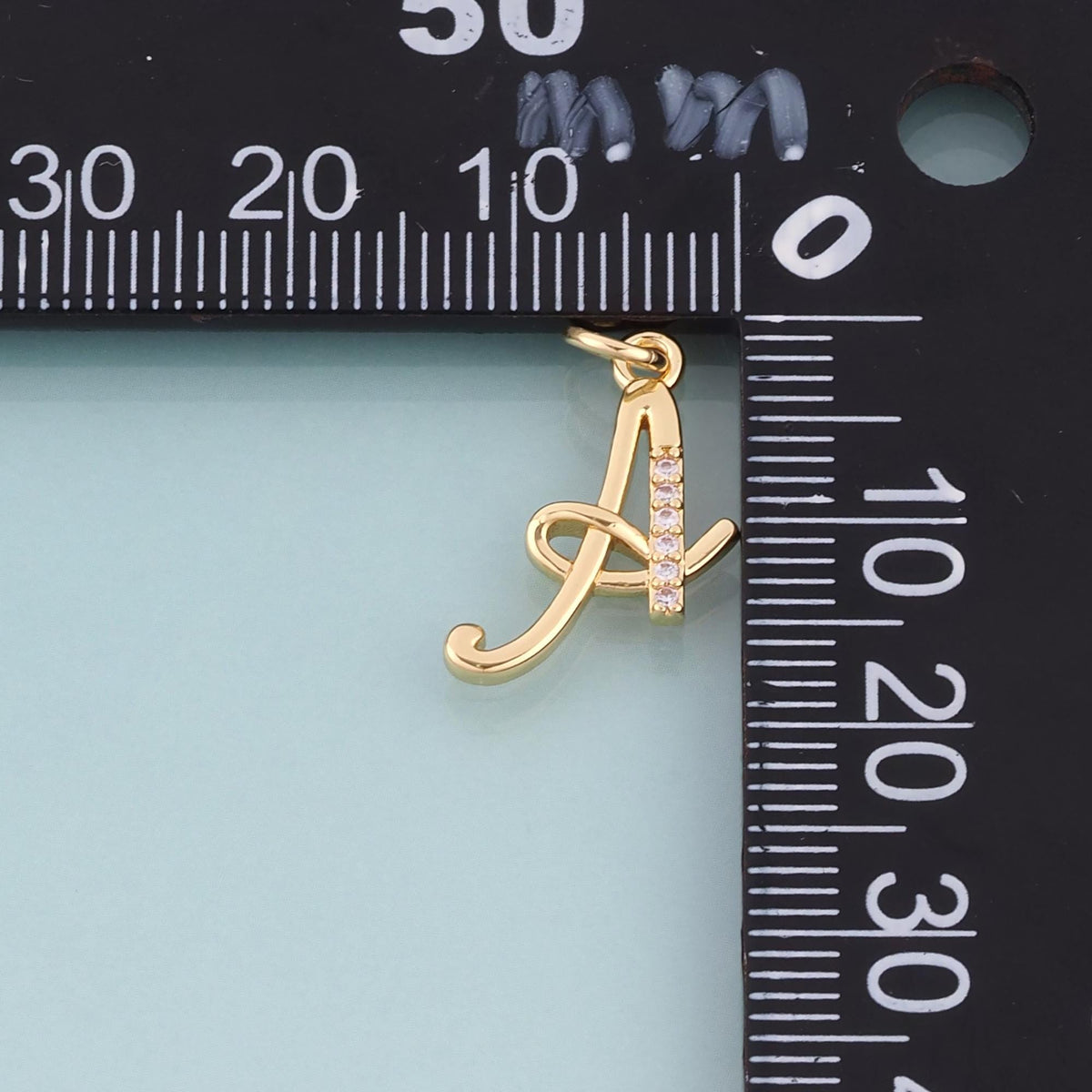 18K Gold Filled Cubic Zirconia Letter Charm Pendant for Jewelry Making