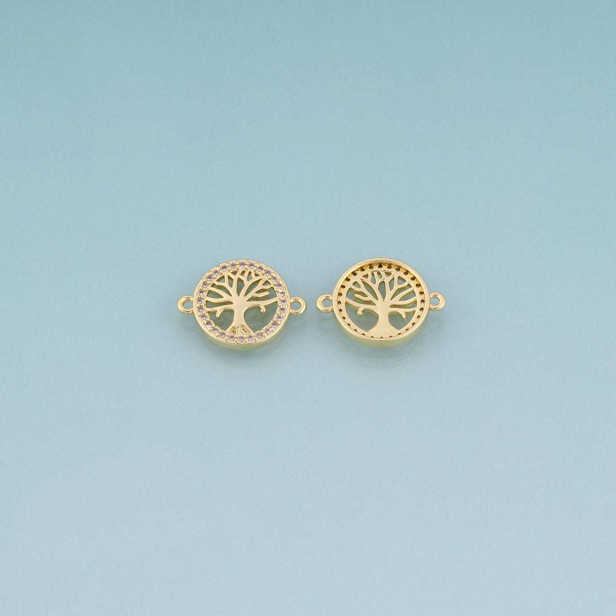 18K Gold Filled Cubic Zirconia Tree Connector for Jewelry Making
