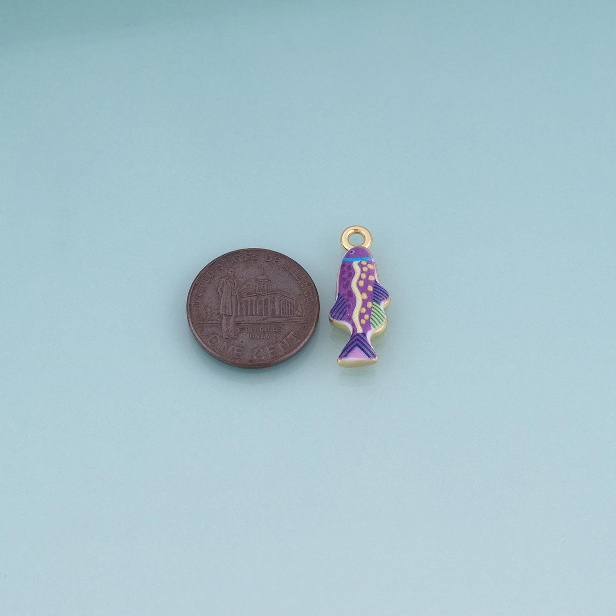 18K Gold Filled Enamel Fish Charm Pendant for Jewelry Making