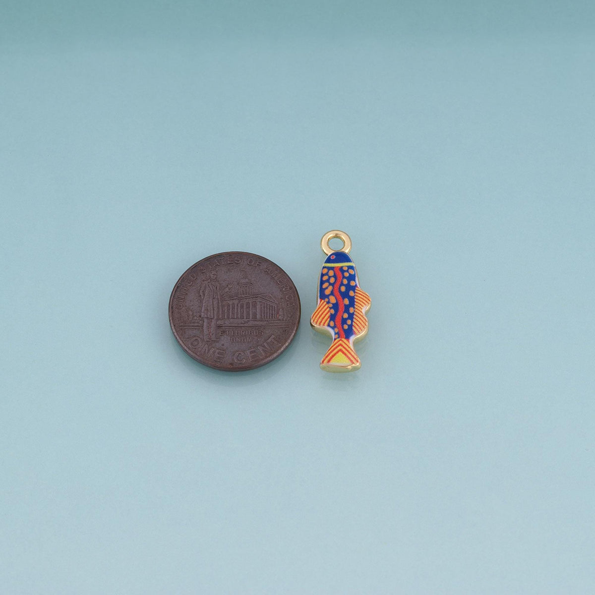 18K Gold Filled Enamel Fish Charm Pendant for Jewelry Making
